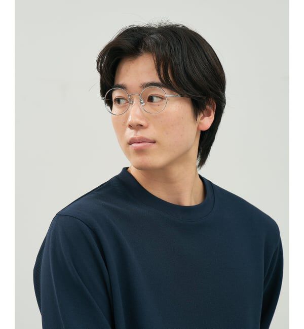  「ラウンド型 メガネ | 中顔面短縮みえメガネ 丸型 チタン 軽量 メタル 伊達 Zoff レンズ交換券付」|メガネ|