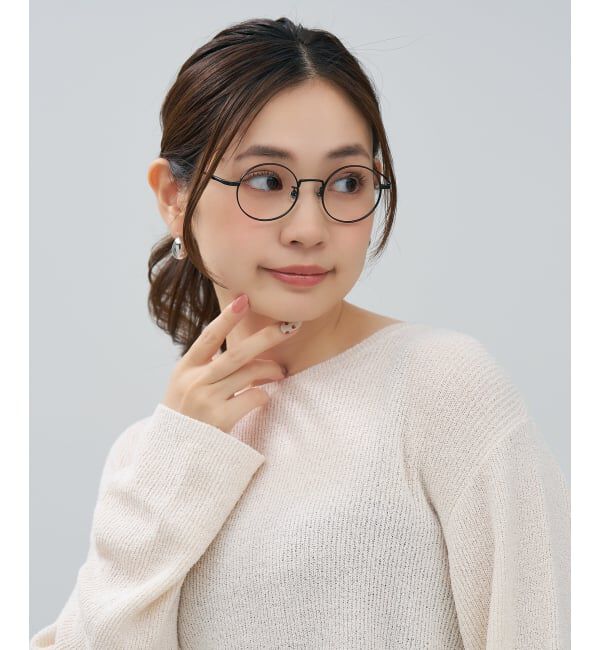  「ラウンド型 メガネ | 中顔面短縮みえメガネ 丸型 チタン 軽量 メタル 伊達 Zoff レンズ交換券付」|メガネ|