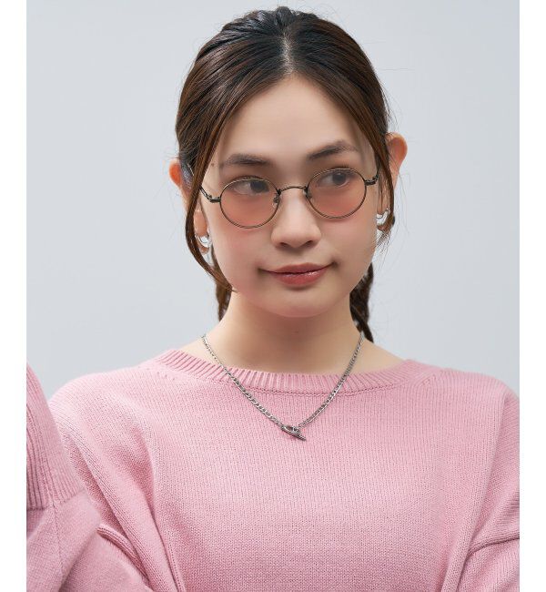  「SUNCUTGlasses/UV100%CUT ボストン型 サングラス [度無し専用] 丸 メタル 紫外線対策 UVカット」|サングラス|ゴールド1