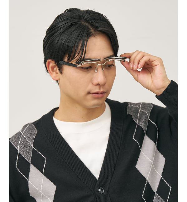  「跳ね上げ式メガネ（フリップアップ）大きめサイズ 眼鏡の上から 伊達めがね 度付き 度なし レンズ交換券付」|メガネ|