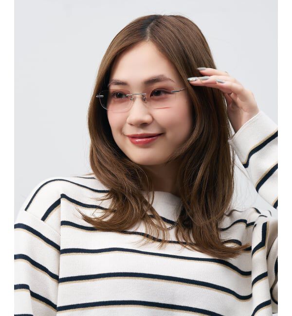  「SUNCUTGlasses/UV100%CUT リムレス 横長 サングラス | チタン [度無し専用] カラー 紫外線対策 UVカット」|サングラス|シルバー