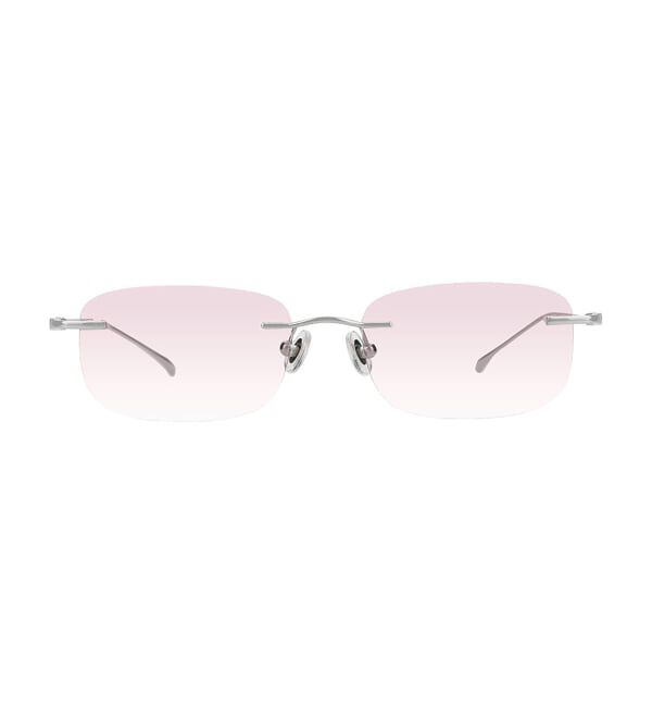  「SUNCUTGlasses/UV100%CUT リムレス 横長 サングラス | チタン [度無し専用] カラー 紫外線対策 UVカット」|サングラス|