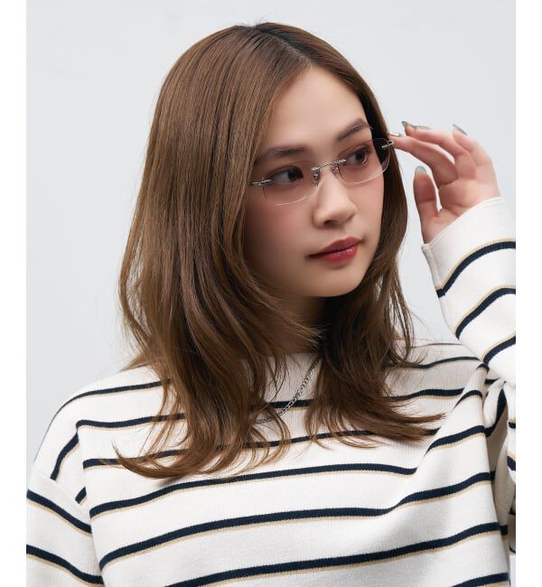  「SUNCUTGlasses/UV100%CUT リムレス 横長 サングラス | チタン [度無し専用] カラー 紫外線対策 UVカット」|サングラス|
