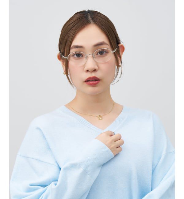  「オーバル ハーフリム メガネ | メタルフレーム 眼鏡 伊達メガネ 度付き 度なし レンズ交換券付」|メガネ|