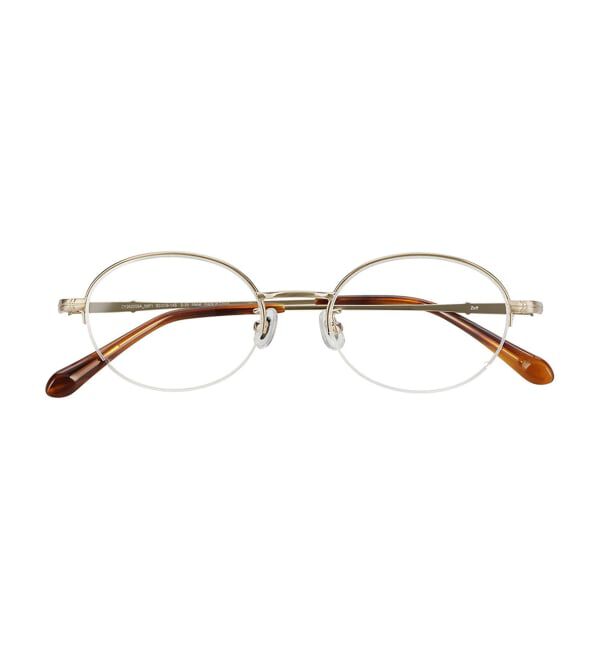  「オーバル ハーフリム メガネ | メタルフレーム 眼鏡 伊達メガネ 度付き 度なし レンズ交換券付」|メガネ|