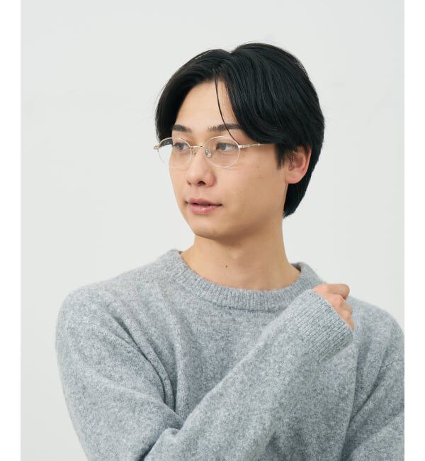  「オーバル ハーフリム メガネ | メタルフレーム 眼鏡 伊達メガネ 度付き 度なし レンズ交換券付」|メガネ|