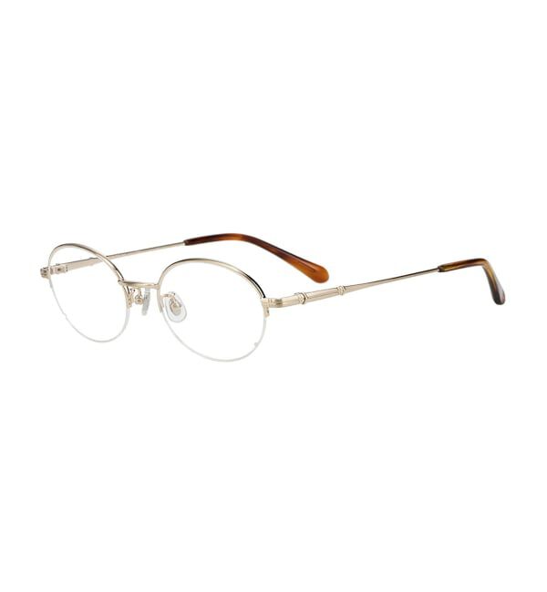  「オーバル ハーフリム メガネ | メタルフレーム 眼鏡 伊達メガネ 度付き 度なし レンズ交換券付」|メガネ|