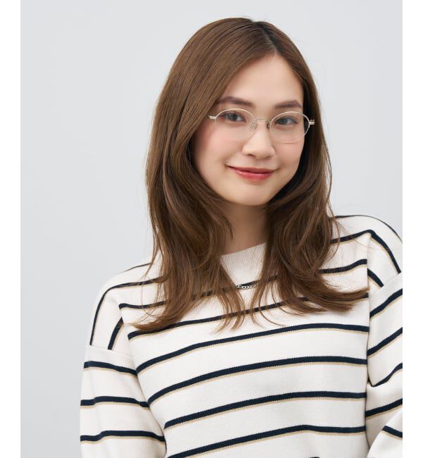  「オーバル ハーフリム メガネ | メタルフレーム 眼鏡 伊達メガネ 度付き 度なし レンズ交換券付」|メガネ|