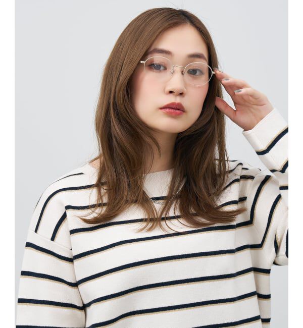  「オーバル ハーフリム メガネ | メタルフレーム 眼鏡 伊達メガネ 度付き 度なし レンズ交換券付」|メガネ|