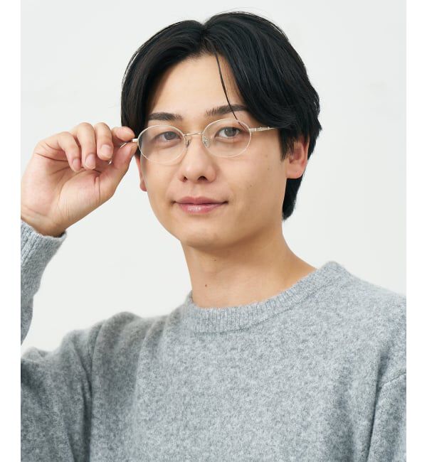  「オーバル ハーフリム メガネ | メタルフレーム 眼鏡 伊達メガネ 度付き 度なし レンズ交換券付」|メガネ|