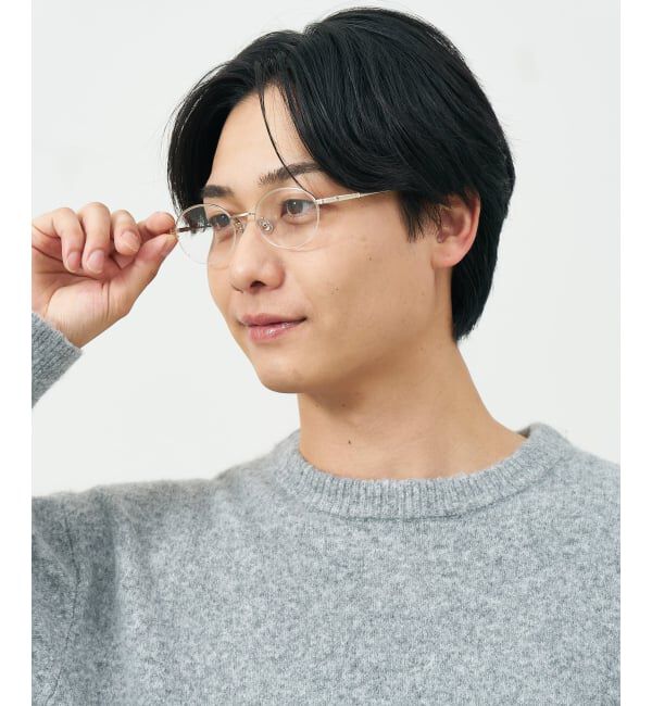  「オーバル ハーフリム メガネ | メタルフレーム 眼鏡 伊達メガネ 度付き 度なし レンズ交換券付」|メガネ|