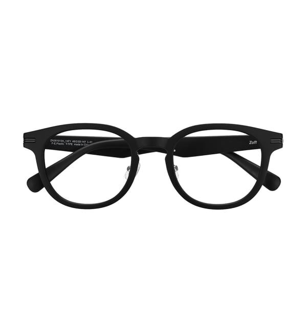  「 ウェリントン型 メガネ | レザー調、ラバーテンプル Zoff  レンズ交換券付 レンズ交換券付」|メガネ|ブラック系その他