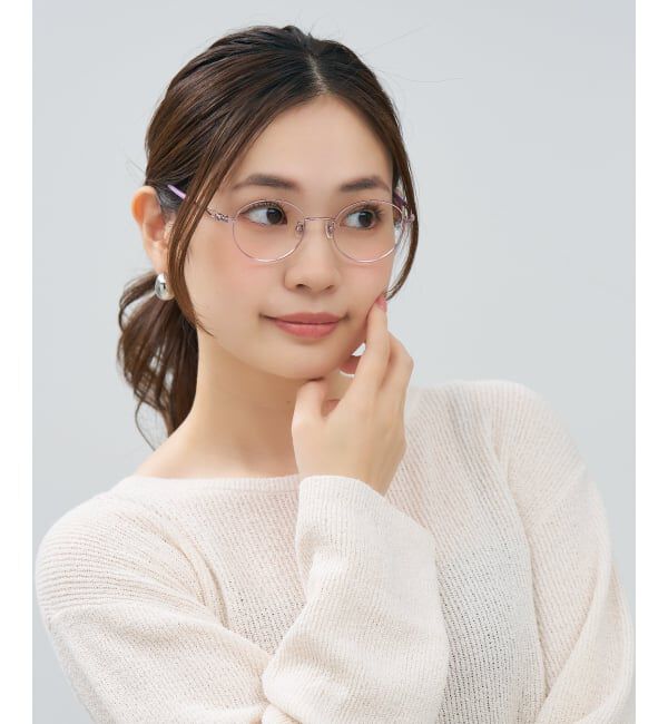  「ボストン型 メガネ | 中顔面短縮みえメガネ 軽量 眼鏡 伊達めがね メンズ レディース レンズ交換券付」|メガネ|パープル1