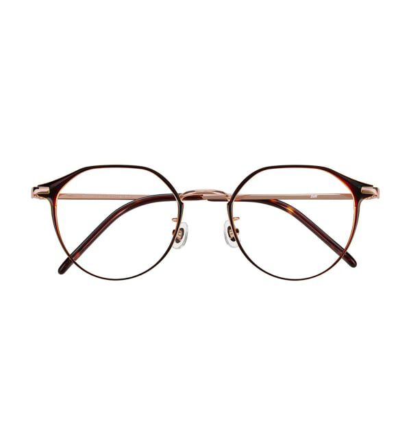  「ボストン型 メガネ | メタル 高級感 眼鏡 伊達メガネ おしゃれ 読書 ビジネス FASHION レンズ交換券付」|メガネ|薄ブラウン