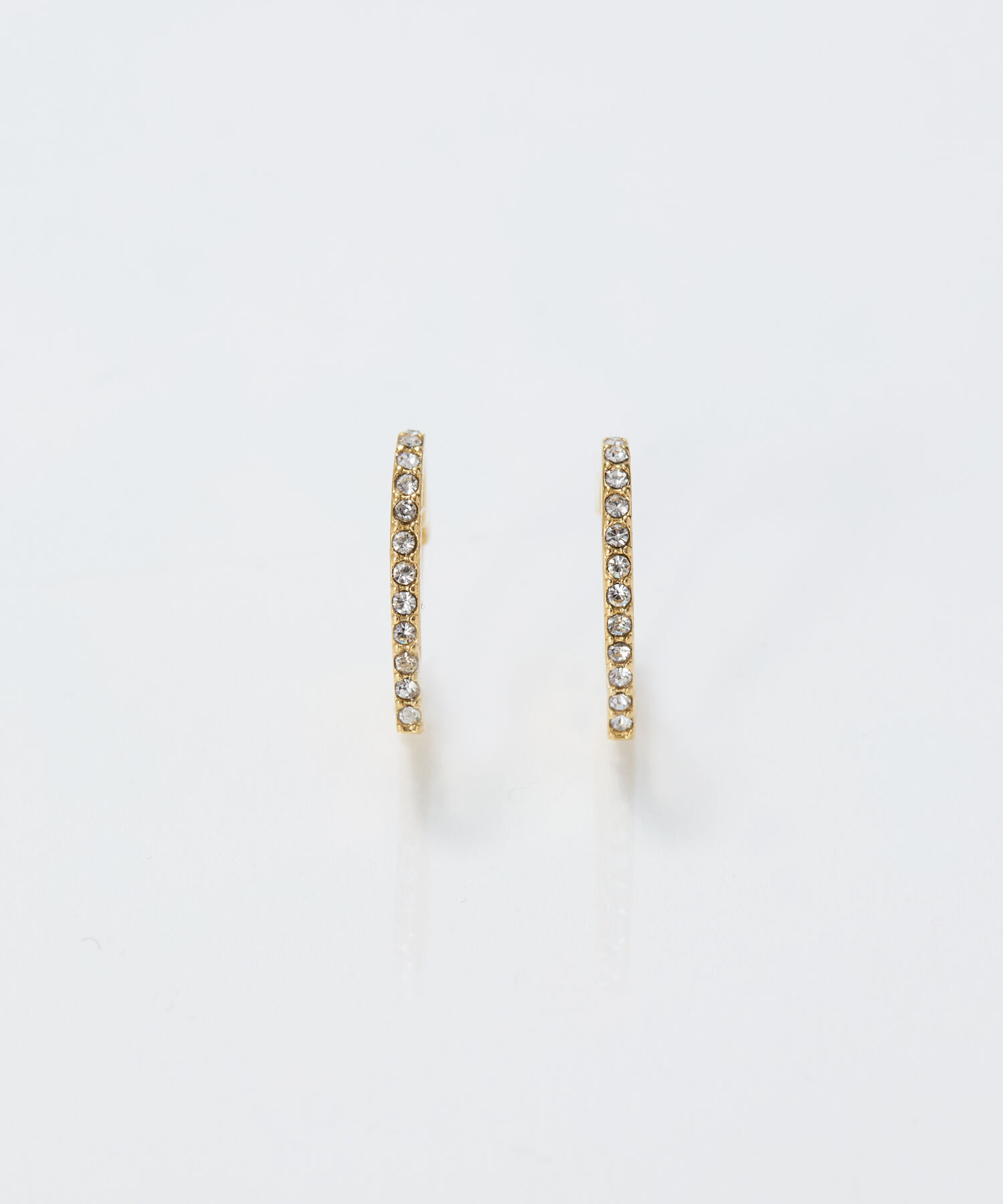 Phoebe「【金属アレルギー対応】ワンタッチライナーハートビジューフープピアス　ゴールド」|ピアス|