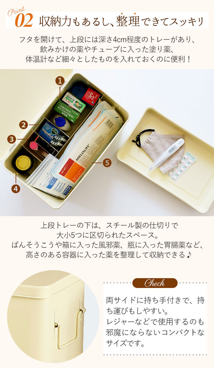 BACKYARD FAMILY「救急箱 おしゃれ 通販 大 スチール 収納ボックス フタ付き 収納ケース 蓋つき 蓋付き 内皿付き」|その他|