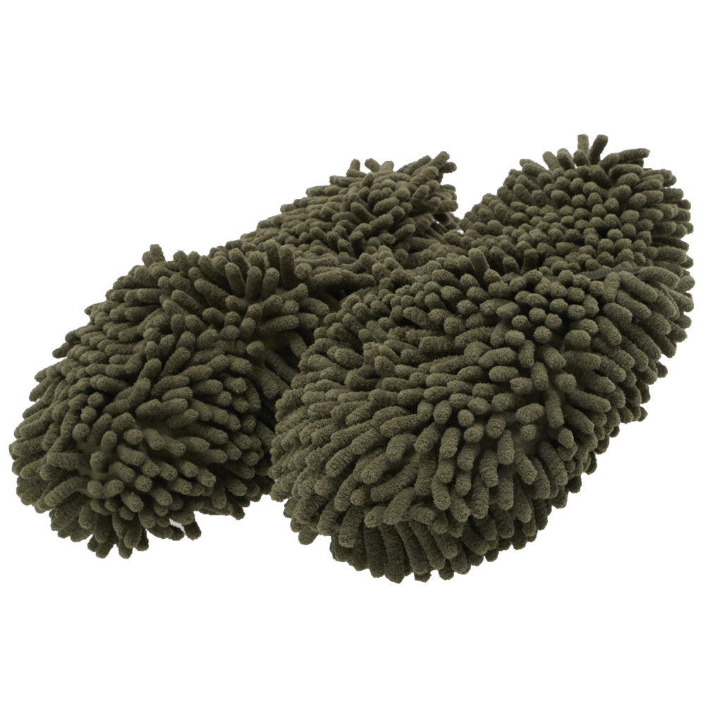 BACKYARD FAMILY「スリッパ マイクロファイバースリッパ もこもこ お掃除スリッパ おそうじルームシューズ」|ルームシューズ|グリーン1