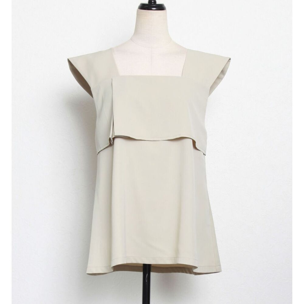 BACKYARD FAMILY「ブラウス レディース スクエアネック 通販 夏 ノースリーブ シャツ レディースシャツ」|シャツ・ブラウス|ベージュ1