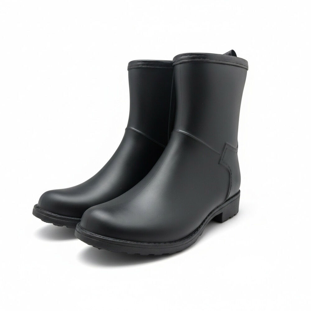 BACKYARD FAMILY「レインブーツ レディース 通販 レインシューズ 雨靴 おしゃれ シンプル サイドジップ きれいめ」|レインシューズ|ブラック1