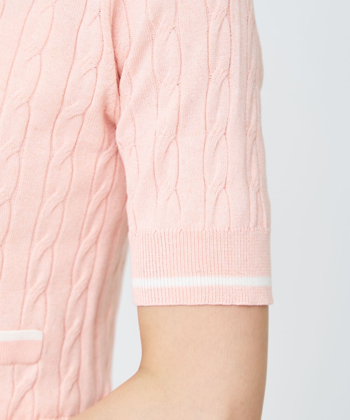 アンドクチュール「配色シャツ襟ペプラムニットプルオーバー」|ニット・セーター|