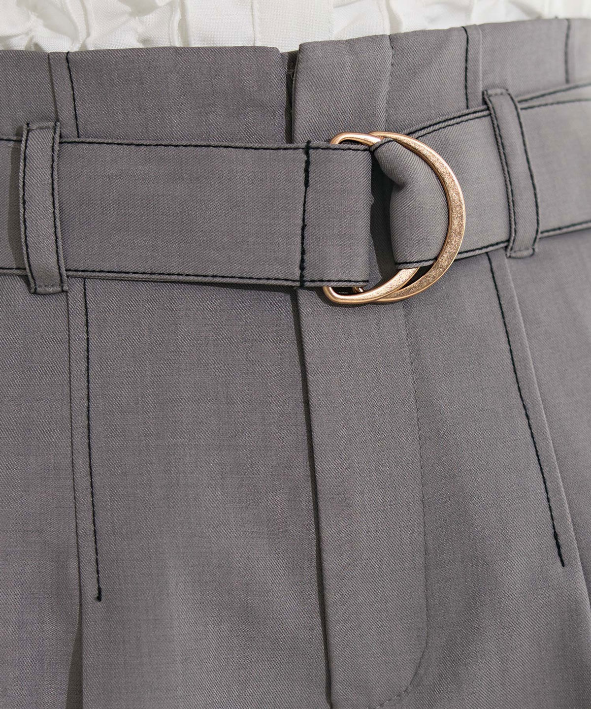 REDYAZEL「配色ステッチハイウエストタックショートパンツ」|キュロット|