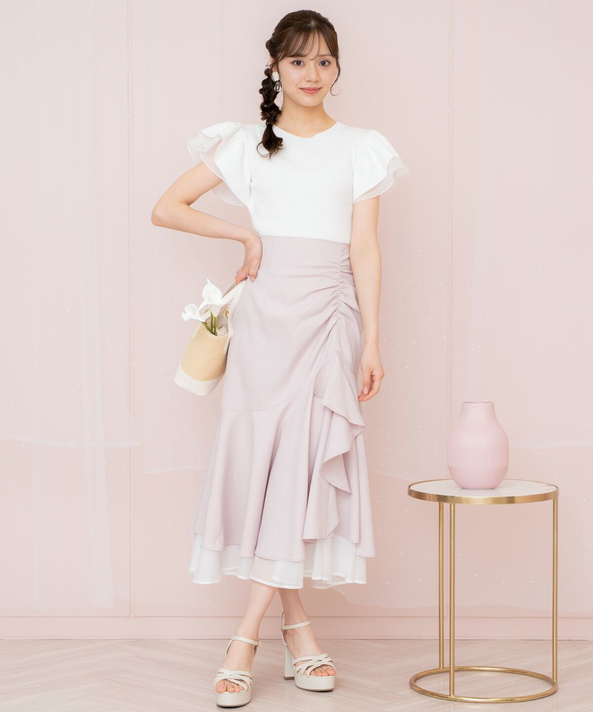 WILLSELECTION「シアーヘムギャザーマーメイドスカート」|フレア|