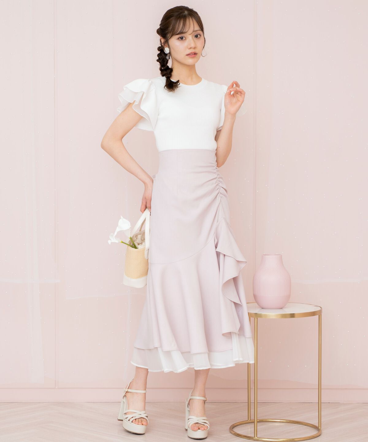 WILLSELECTION「シアーヘムギャザーマーメイドスカート」|フレア|