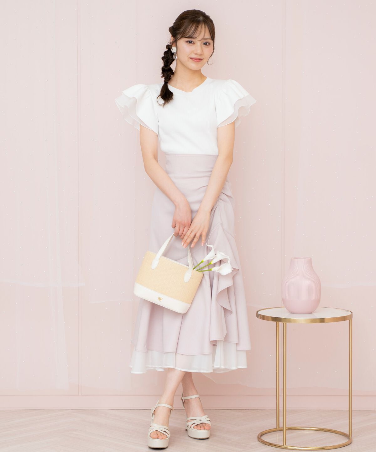 WILLSELECTION「シアーヘムギャザーマーメイドスカート」|フレア|