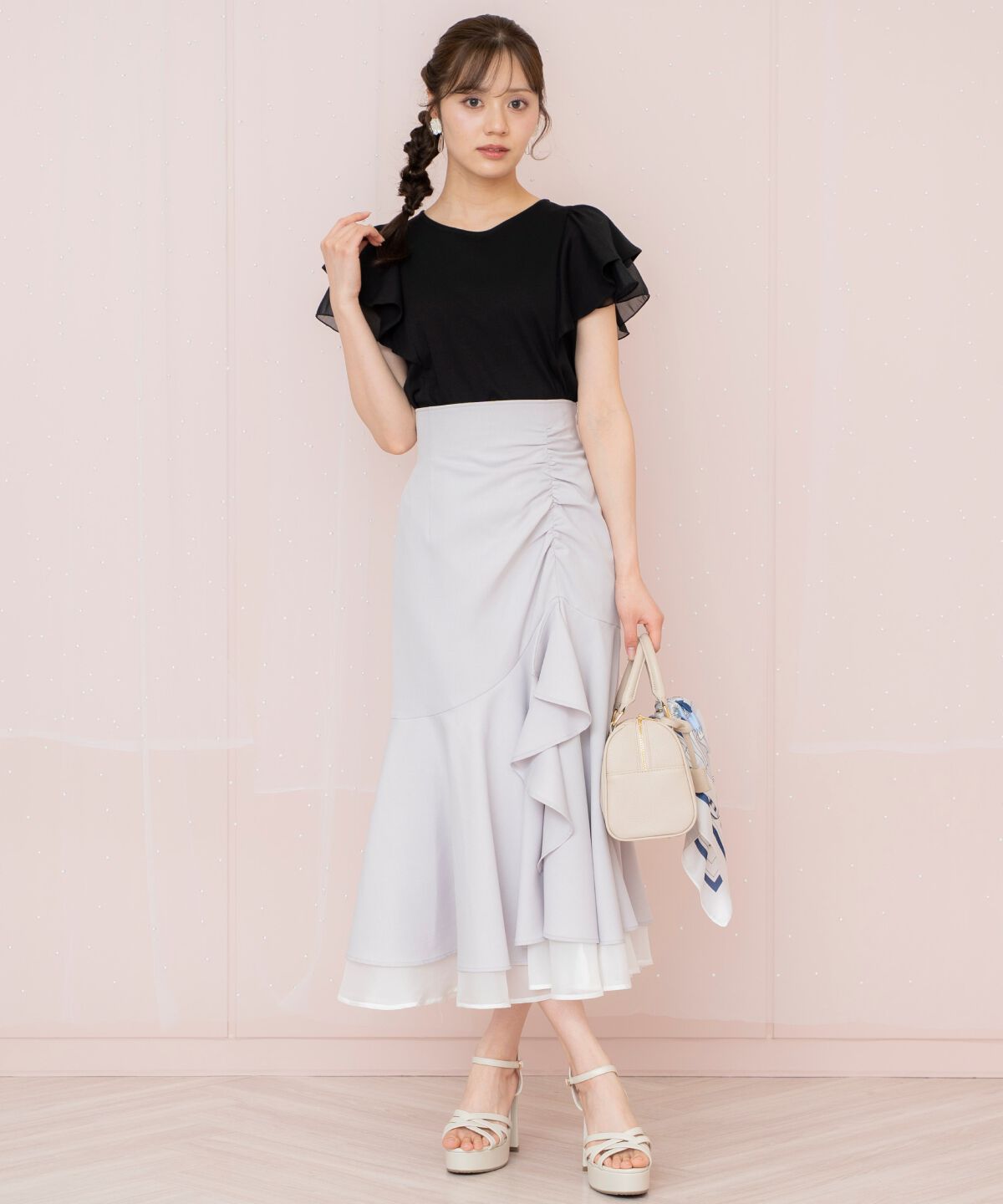 WILLSELECTION「シアーヘムギャザーマーメイドスカート」|フレア|