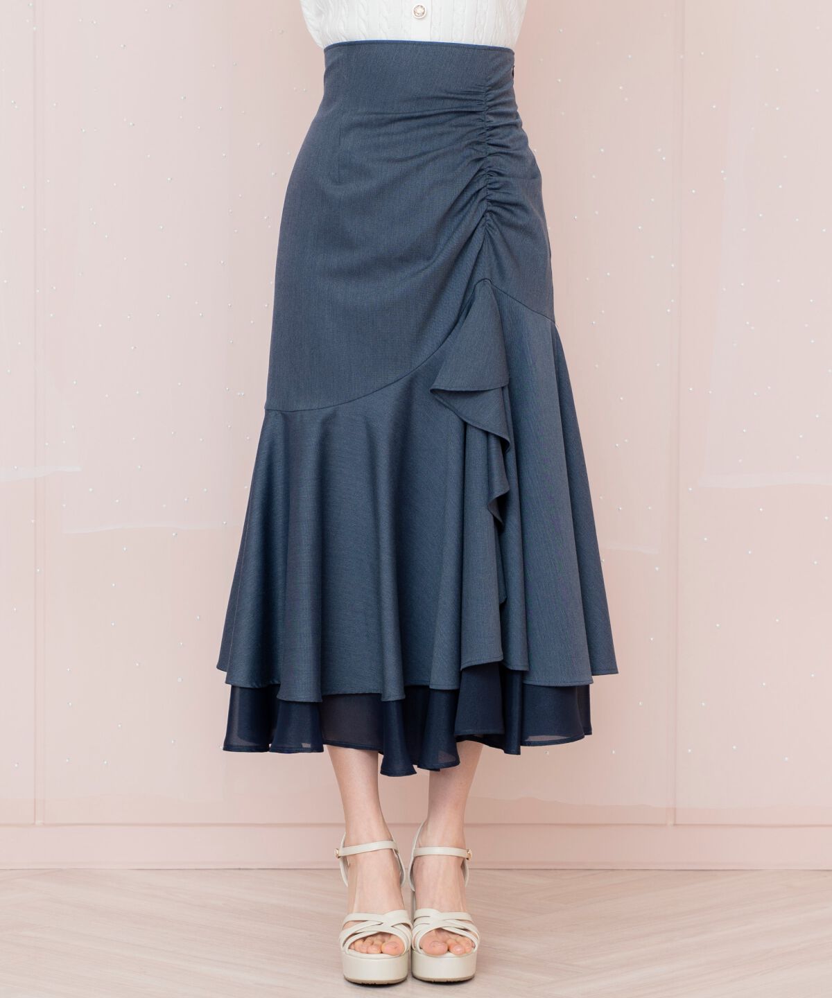 WILLSELECTION「シアーヘムギャザーマーメイドスカート」|フレア|