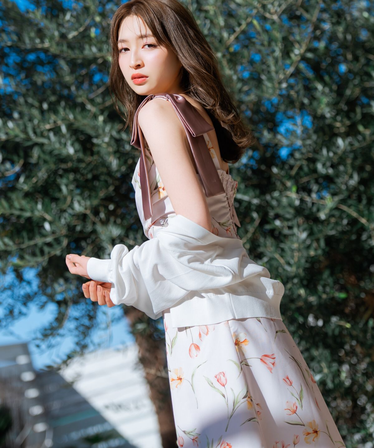 WILLSELECTION「リボンショルダーチューリップフレアワンピース」|ワンピース|