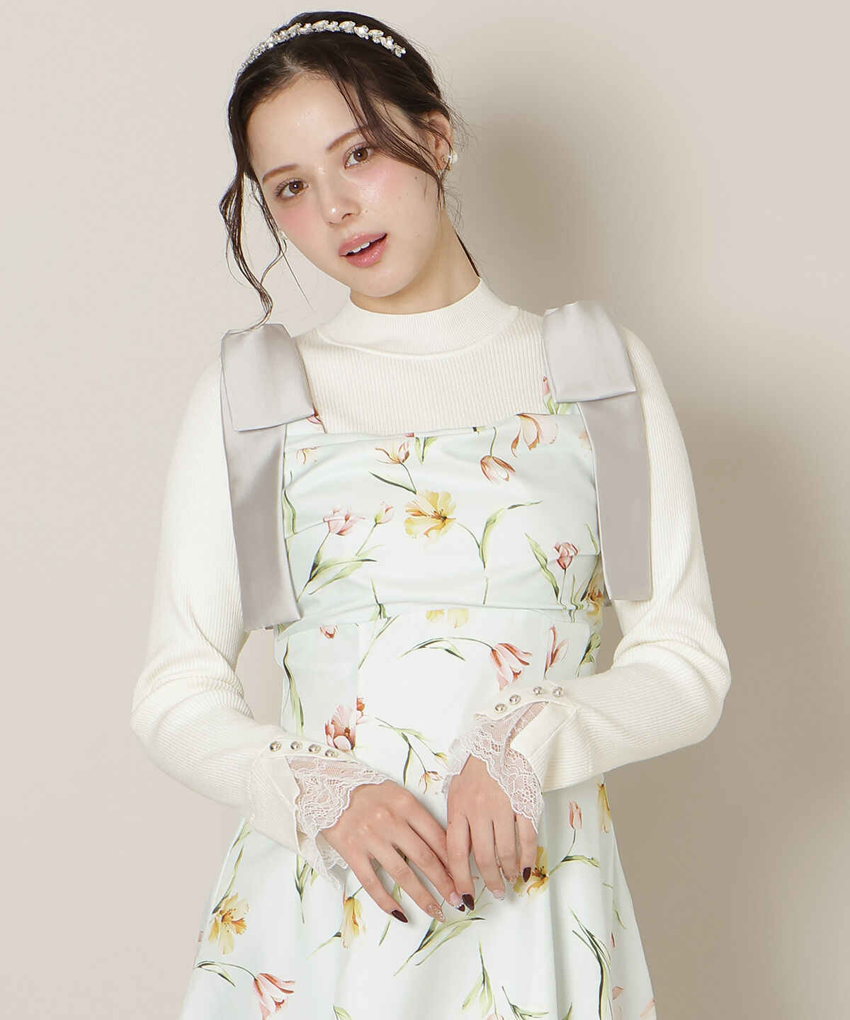 WILLSELECTION「リボンショルダーチューリップフレアワンピース」|ワンピース|