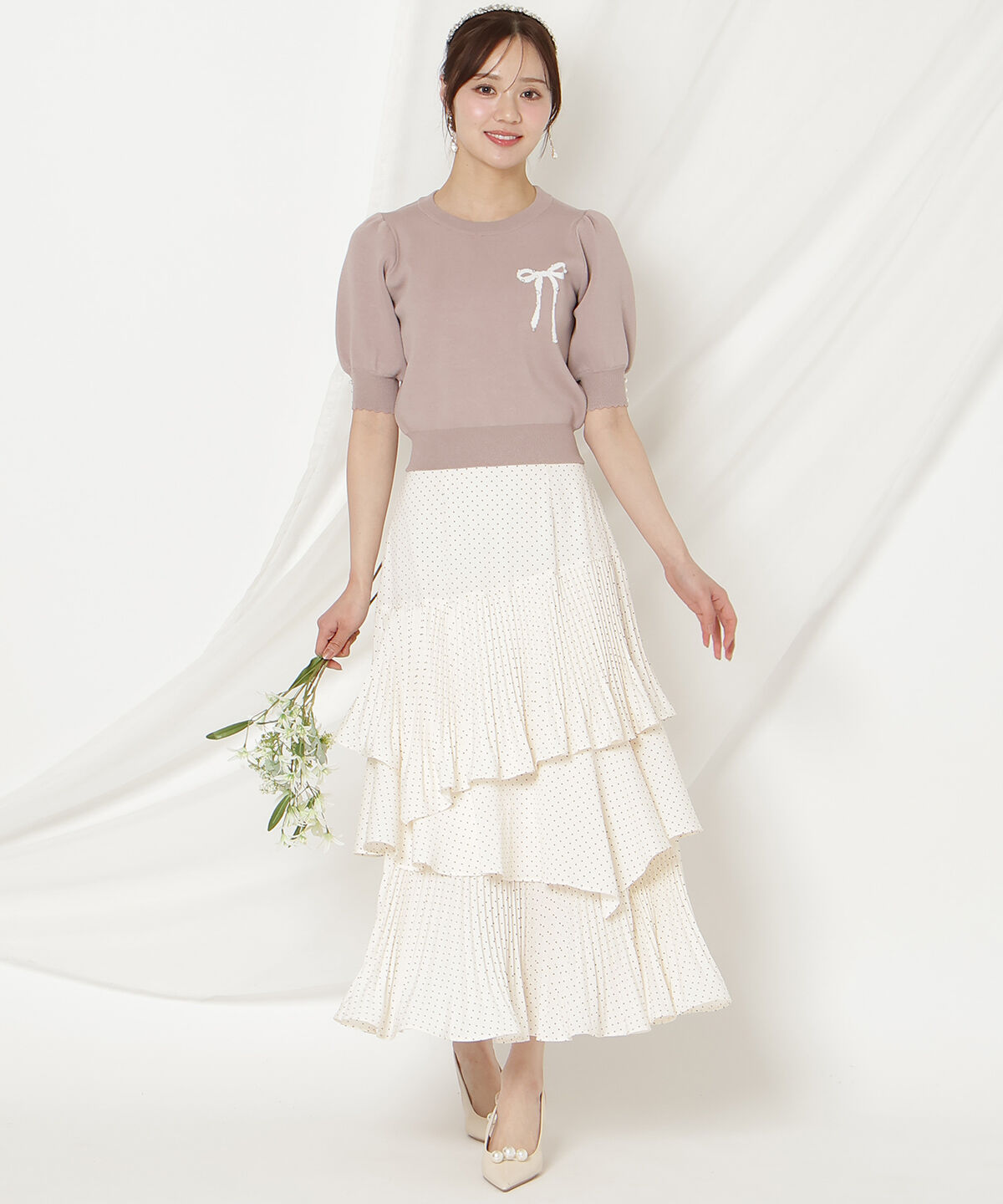 WILLSELECTION「リボンジャガードパフニット」|ニット・セーター|