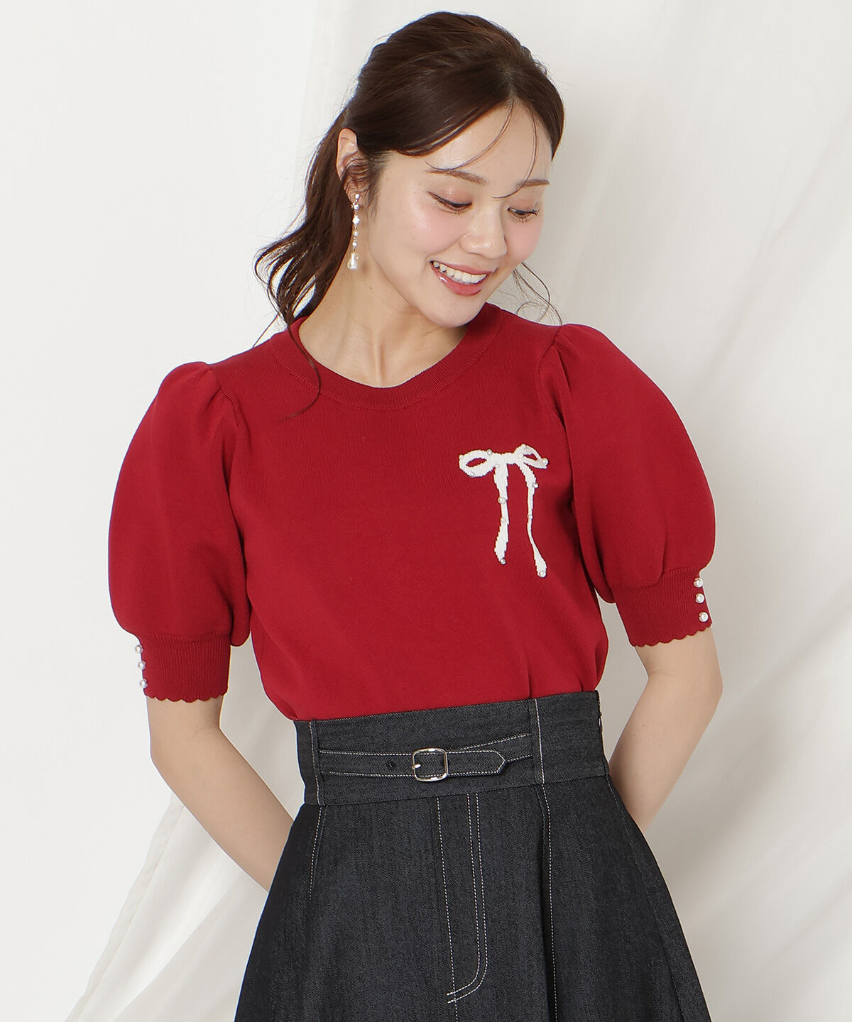 WILLSELECTION「リボンジャガードパフニット」|ニット・セーター|