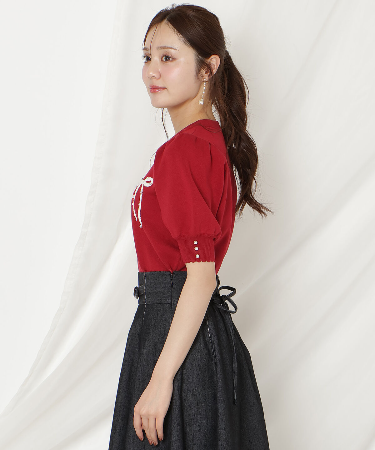 WILLSELECTION「リボンジャガードパフニット」|ニット・セーター|