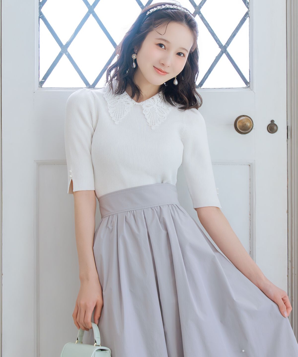 WILLSELECTION「リボンレースカラーリブニット」|ニット・セーター|