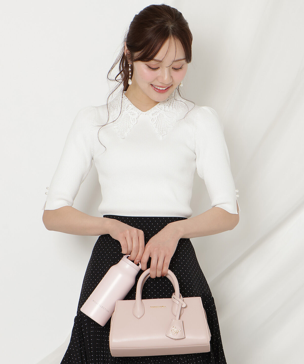 WILLSELECTION「リボンレースカラーリブニット」|ニット・セーター|