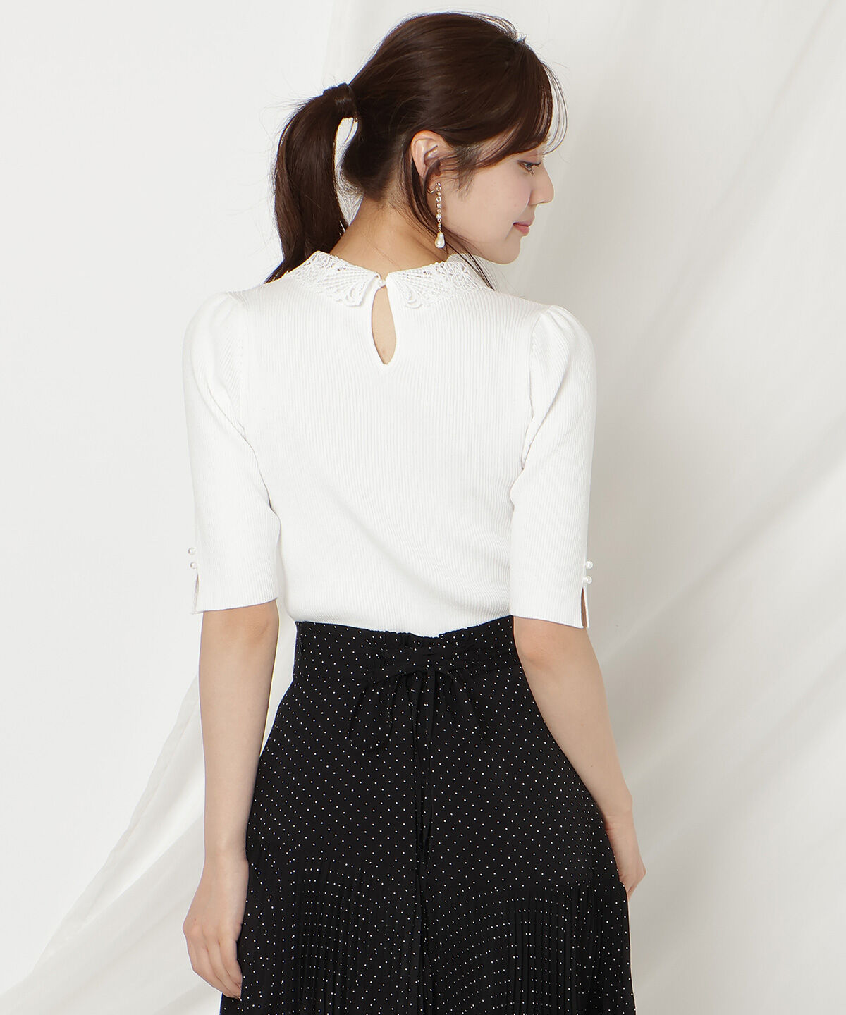 WILLSELECTION「リボンレースカラーリブニット」|ニット・セーター|