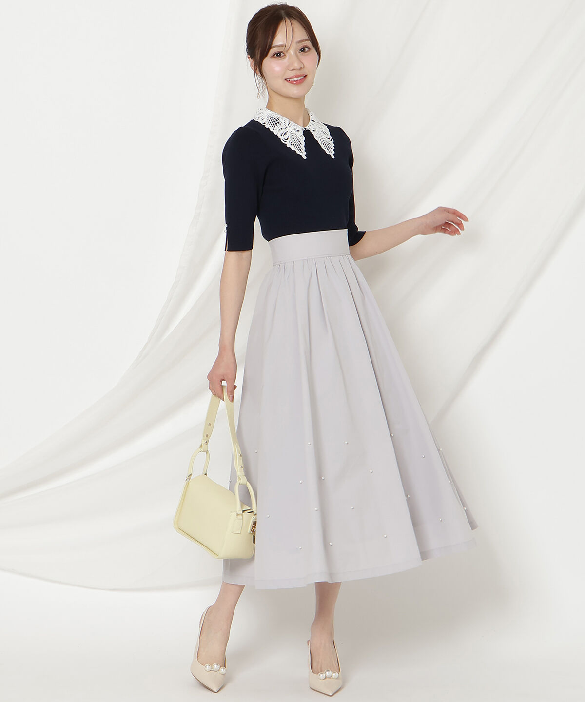 WILLSELECTION「リボンレースカラーリブニット」|ニット・セーター|