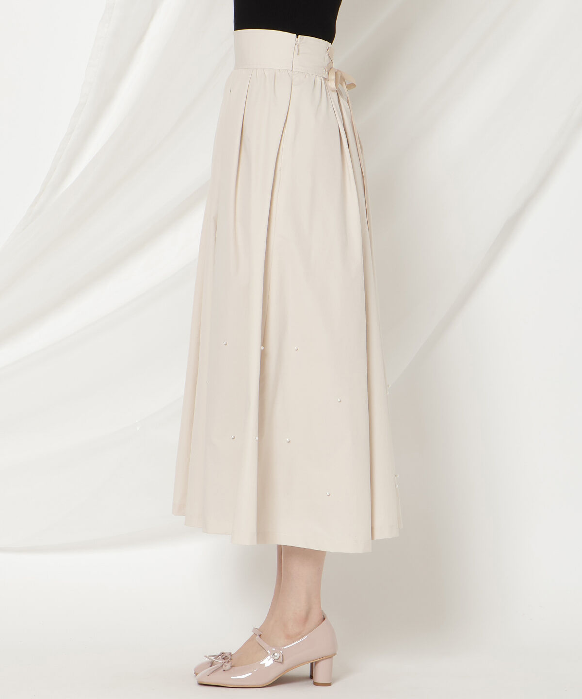 WILLSELECTION「パールタックギャザースカート」|フレア|