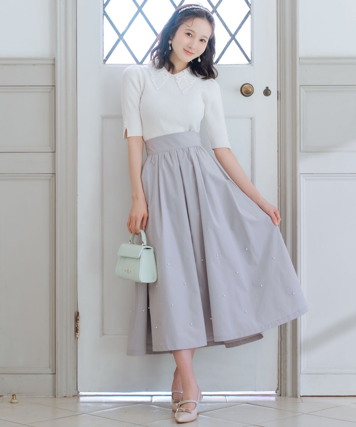 WILLSELECTION「パールタックギャザースカート」|フレア|