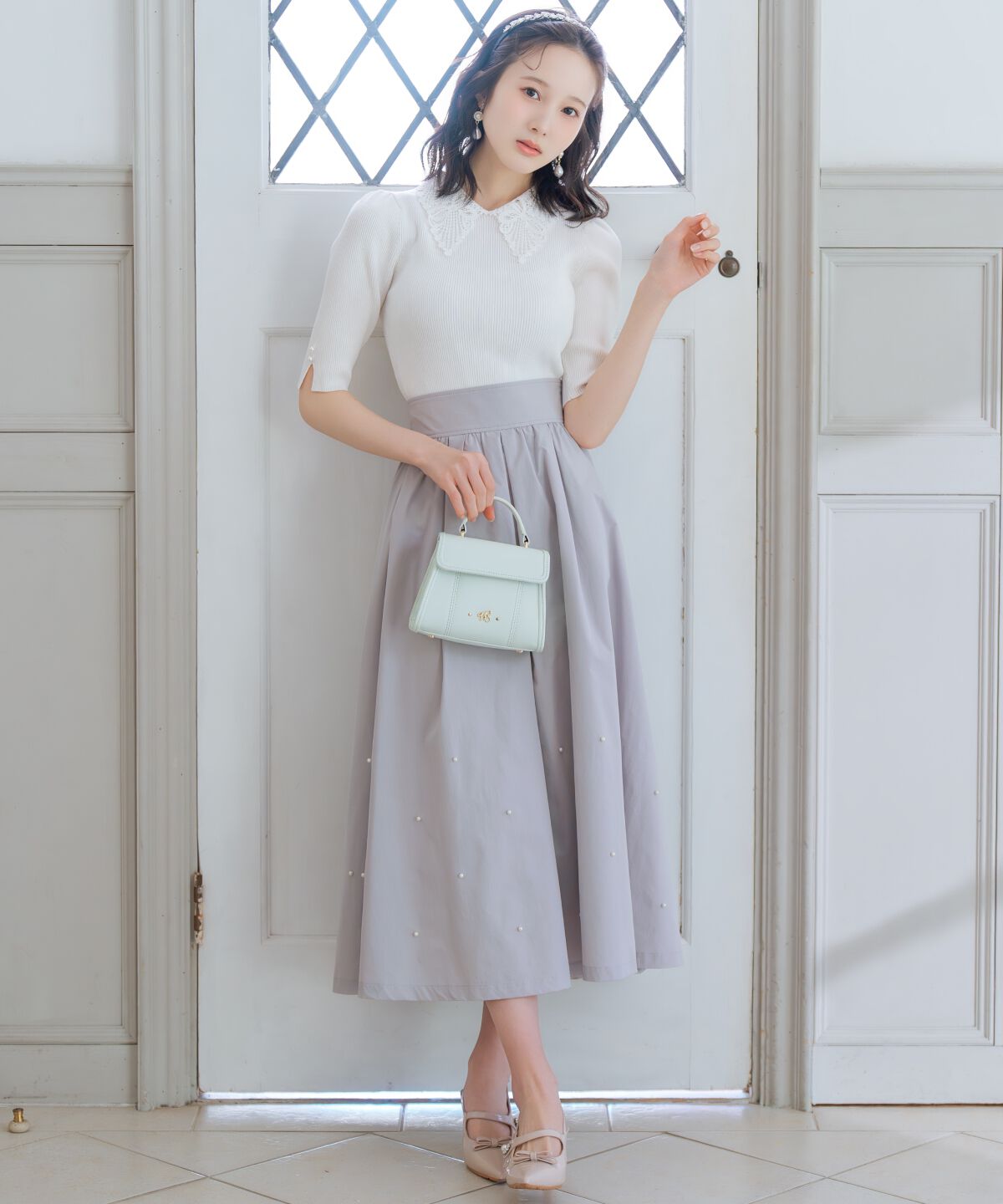 WILLSELECTION「パールタックギャザースカート」|フレア|