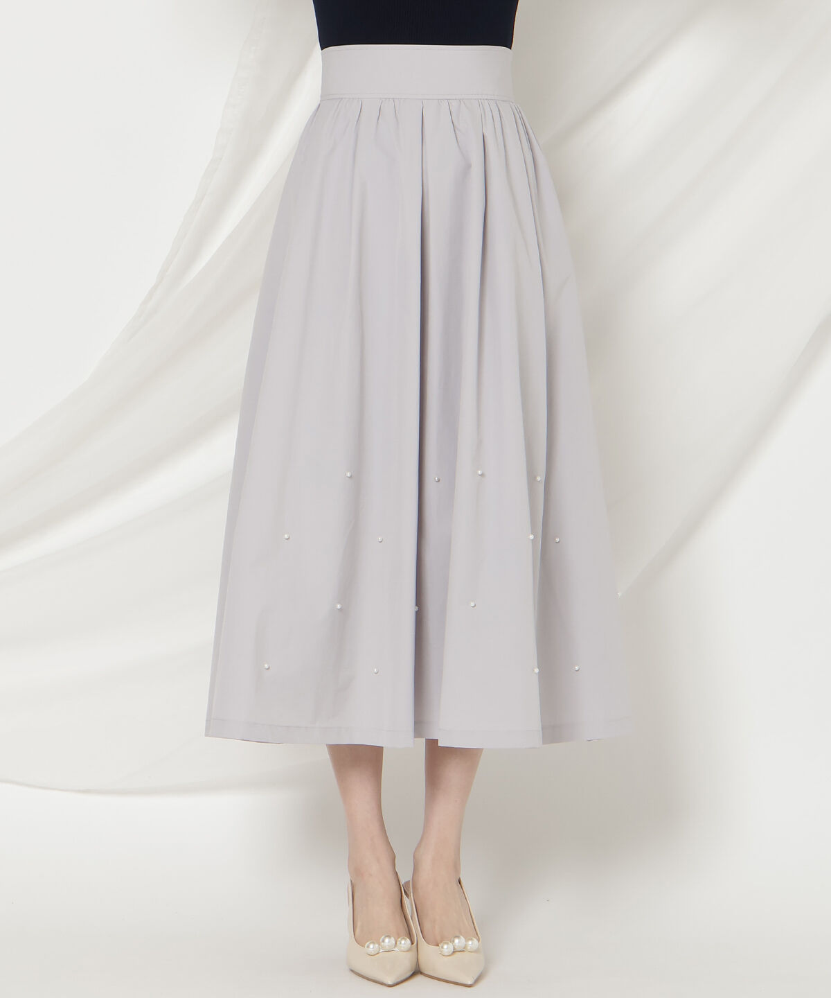 WILLSELECTION「パールタックギャザースカート」|フレア|