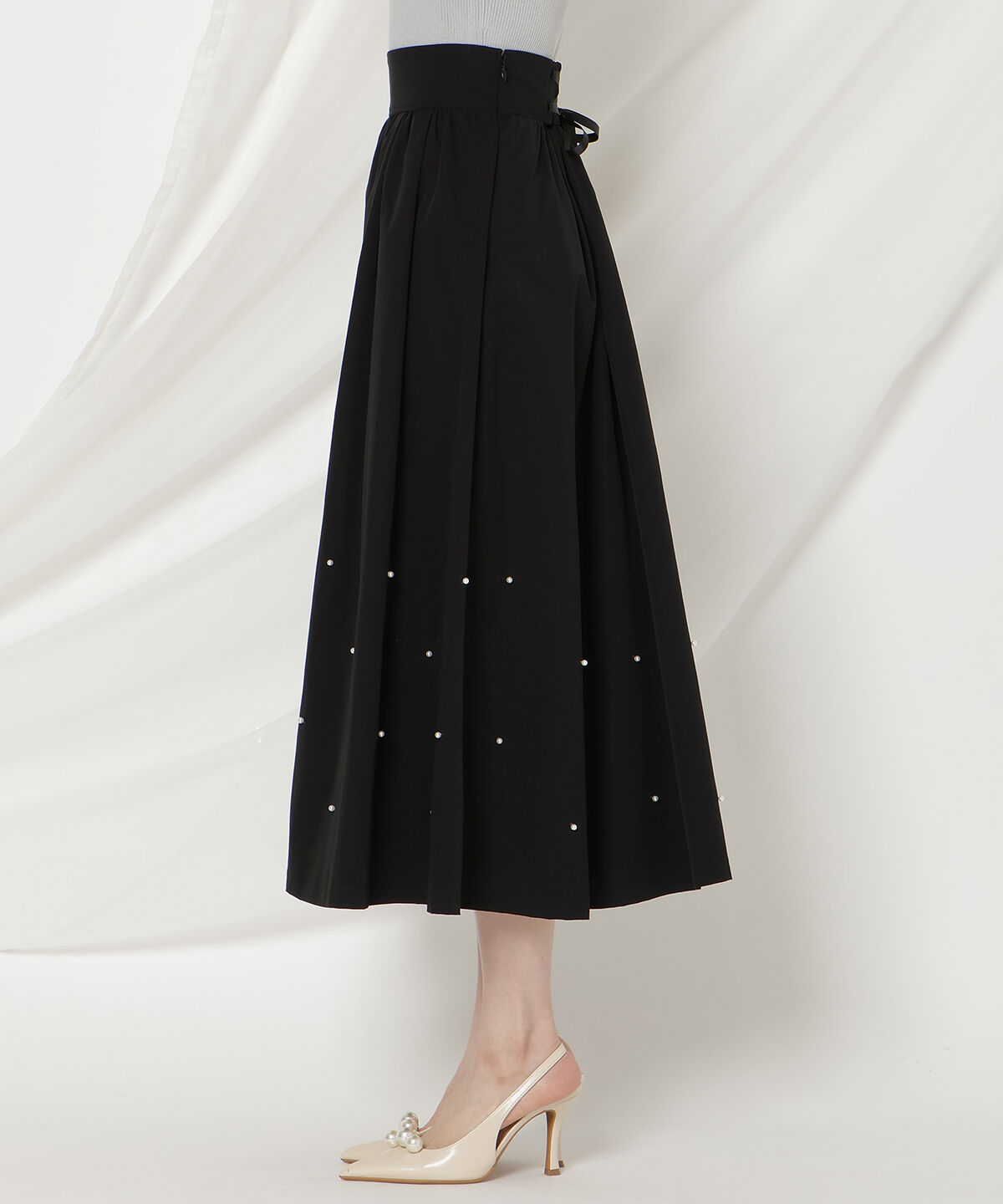 WILLSELECTION「パールタックギャザースカート」|フレア|