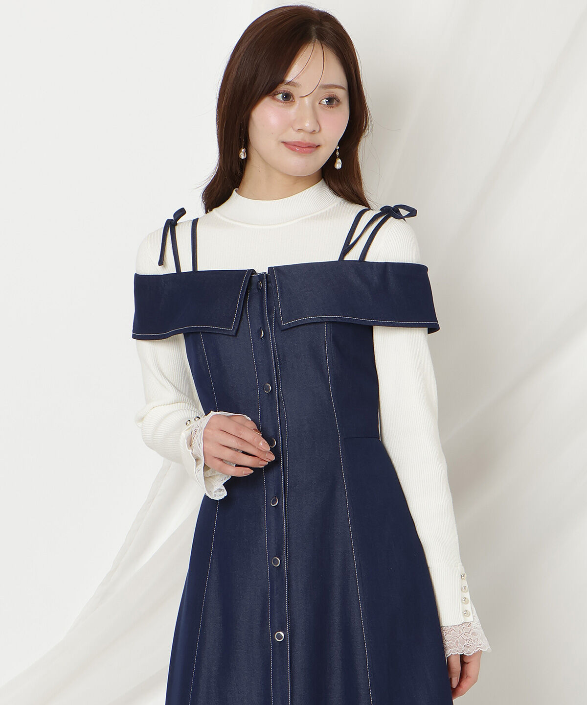 WILLSELECTION「リボンストラップオフショルキャミワンピース」|ワンピース|