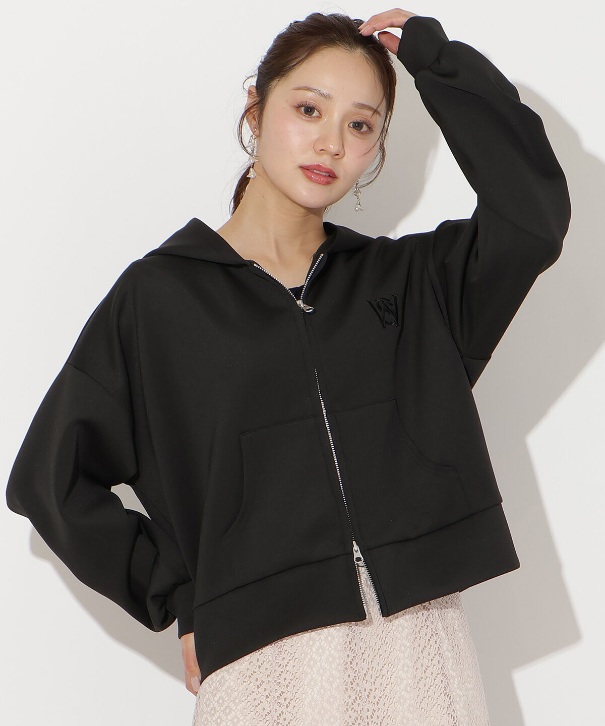 WILLSELECTION「ダブルZIPオーバーサイズパーカー」|パーカー|ブラック