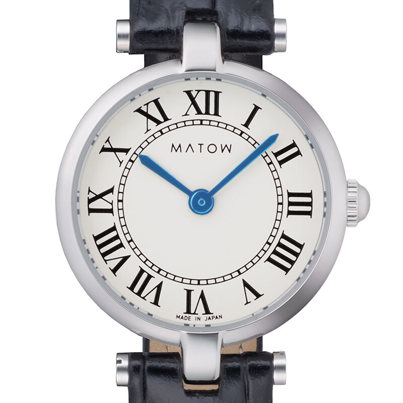 MATOW「〈MATOW (マトウ)〉ｱｳﾗ ﾗｳﾝﾄﾞｼﾙﾊﾞｰ ﾌﾞﾗｯｸﾚｻﾞｰ」|腕時計|