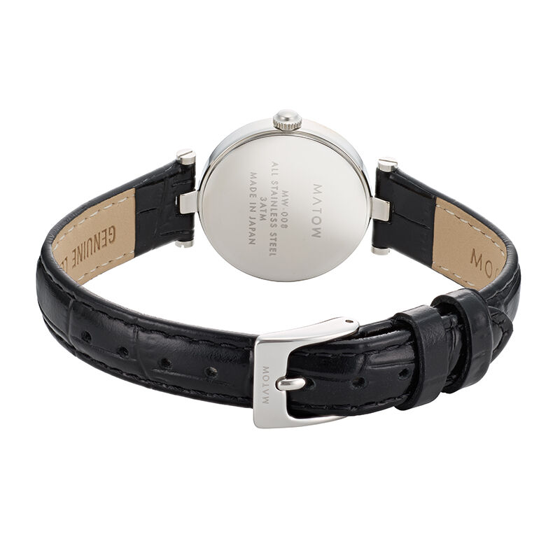 MATOW「〈MATOW (マトウ)〉ｱｳﾗ ﾗｳﾝﾄﾞｼﾙﾊﾞｰ ﾌﾞﾗｯｸﾚｻﾞｰ」|腕時計|
