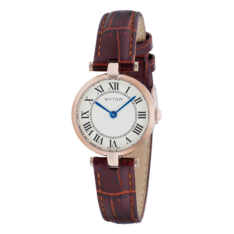 MATOW「〈MATOW (マトウ)〉ｱｳﾗ ﾗｳﾝﾄﾞﾛｰｽﾞｺﾞｰﾙﾄﾞ ﾌﾞﾗｳﾝﾚｻﾞｰ」|腕時計|