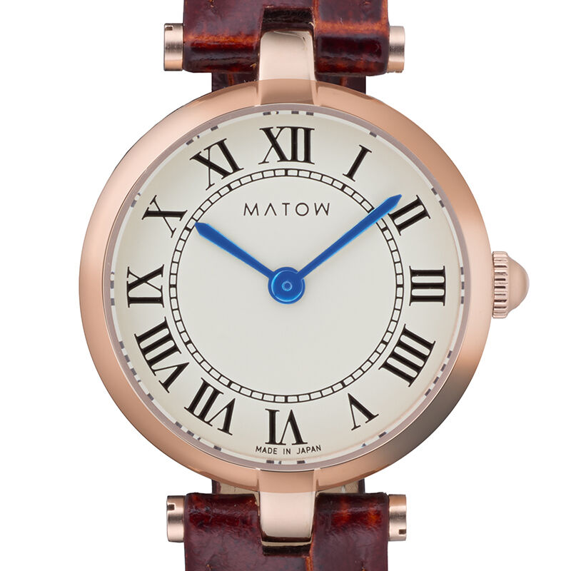 MATOW「〈MATOW (マトウ)〉ｱｳﾗ ﾗｳﾝﾄﾞﾛｰｽﾞｺﾞｰﾙﾄﾞ ﾌﾞﾗｳﾝﾚｻﾞｰ」|腕時計|